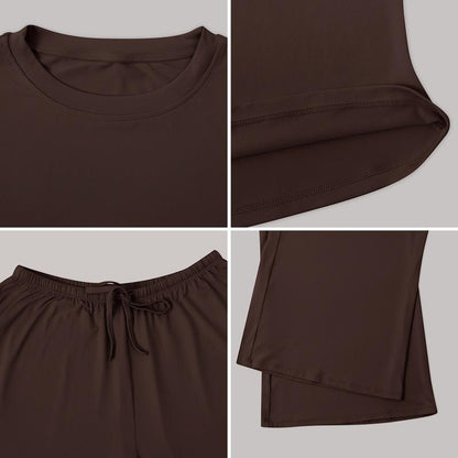 Women's Ribbed Wide-Leg Lounge Set