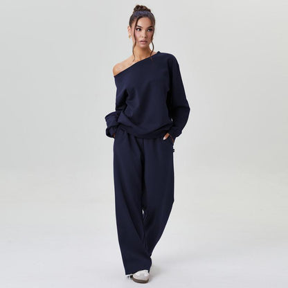 Women's Off-Shoulder Lounge Set with Wide-Leg Pants