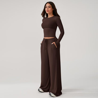 Women's Ribbed Wide-Leg Lounge Set