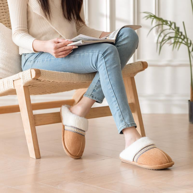 Women's Faux Shearling Lined Scuff Slippers