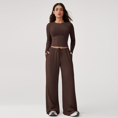 Women's Ribbed Wide-Leg Lounge Set