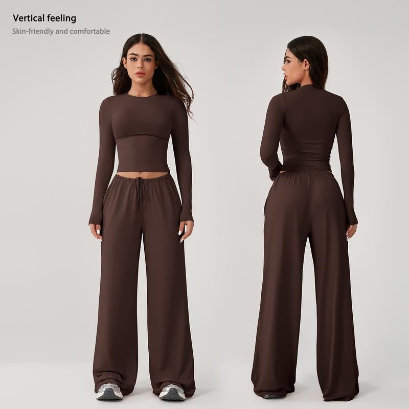 Women's Ribbed Wide-Leg Lounge Set